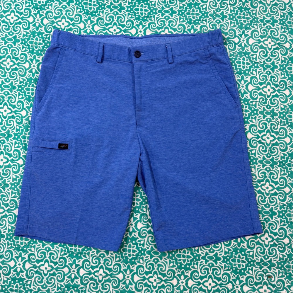 Greg Norman Mens Blue Heathered Golf Shorts Size 32 Performance Stretch TL111235
